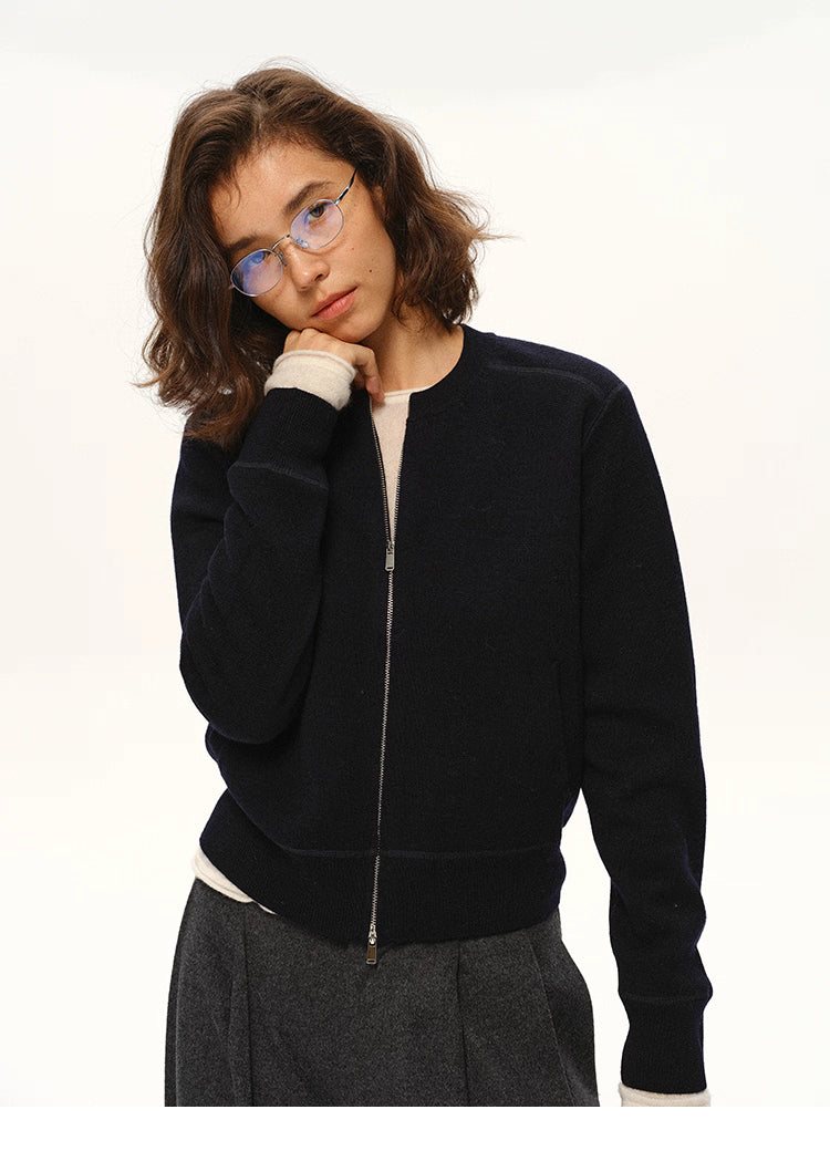 WoolAir Zip Knit Jacket — Soft Structure, Everyday Layer