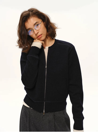 WoolAir Zip Knit Jacket — Soft Structure, Everyday Layer
