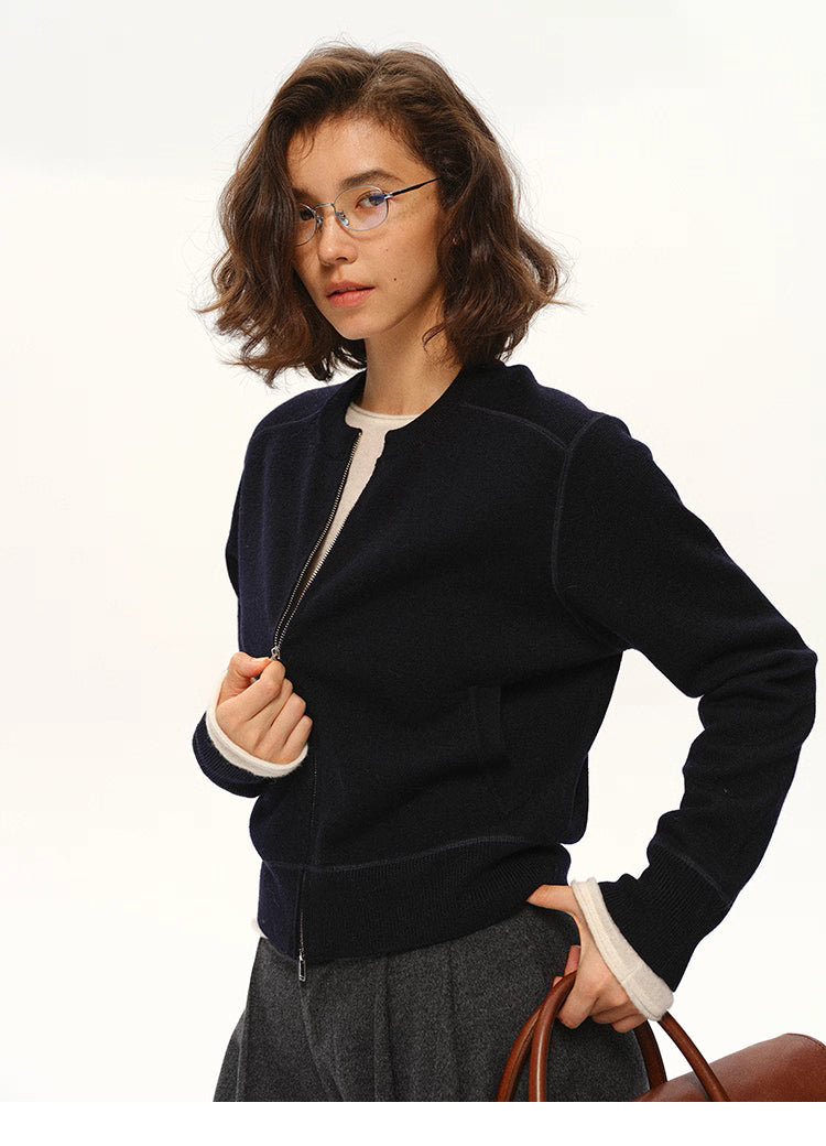 WoolAir Zip Knit Jacket — Soft Structure, Everyday Layer