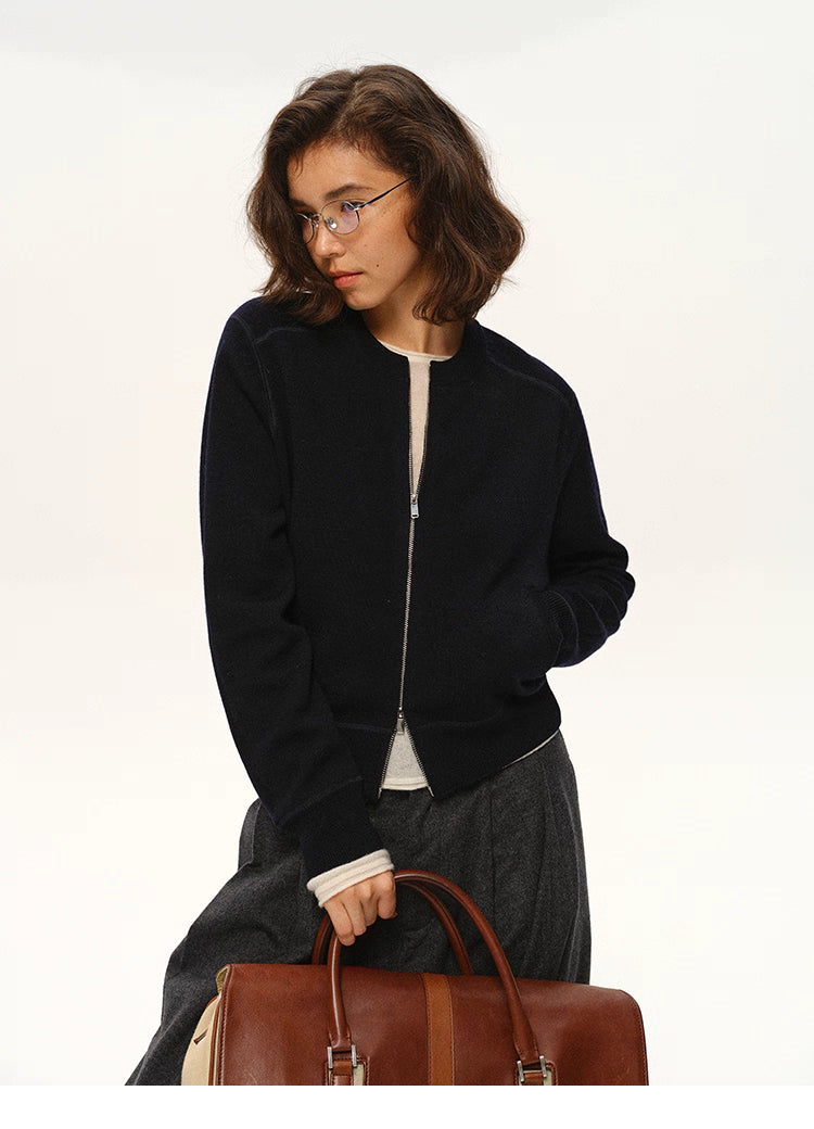 WoolAir Zip Knit Jacket — Soft Structure, Everyday Layer